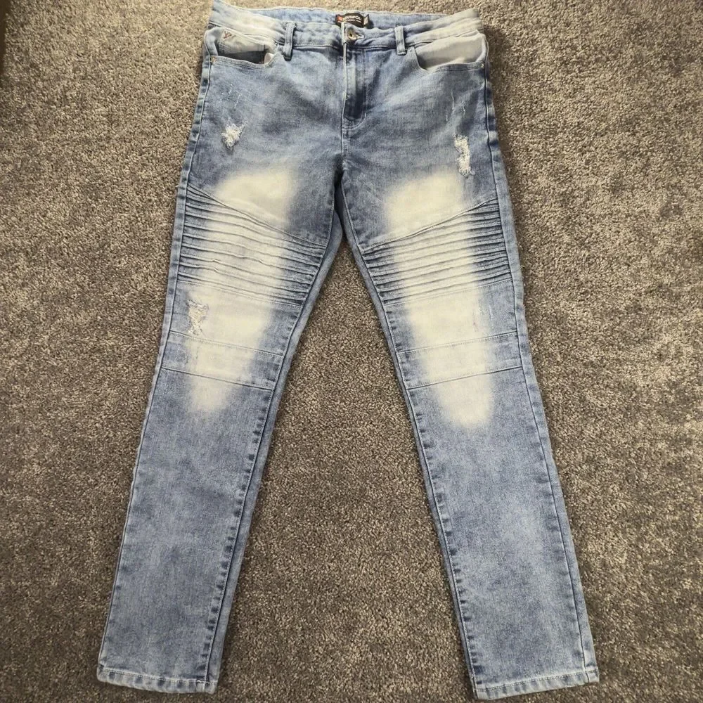 SOUTHPOLE Jeans Men's‎ 36x32 (34x31) Skinny Acid Wash Stacked Knee Distressed